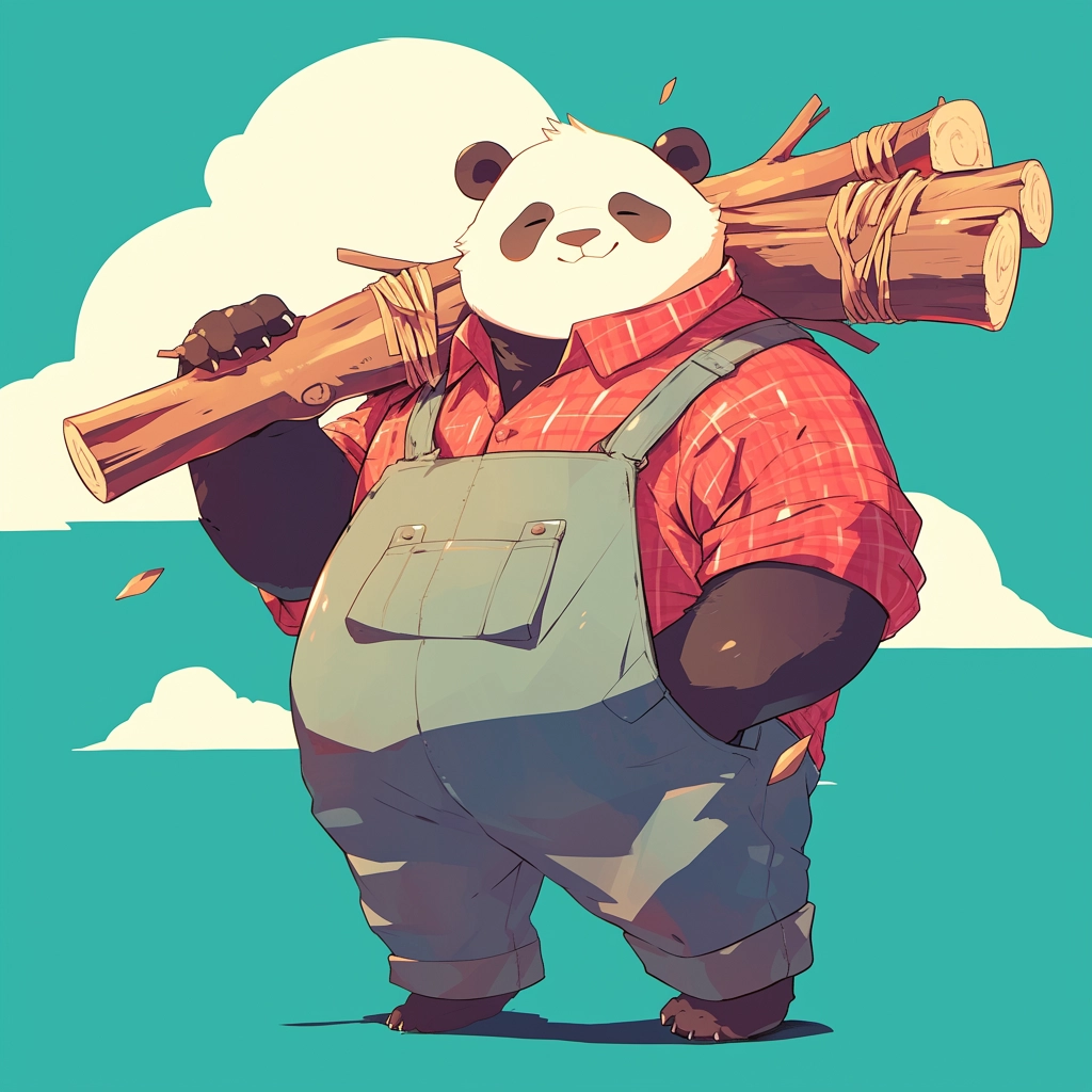 Panda woodcutter